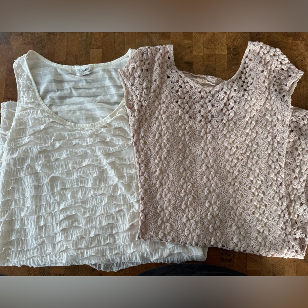 Free People Cream Lace and Knit dresses - lot of 2